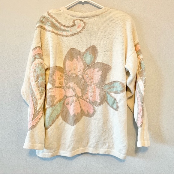 Chaus Vintage Floral Paisley Knitted Coquette Sweater - Picture 4 of 4